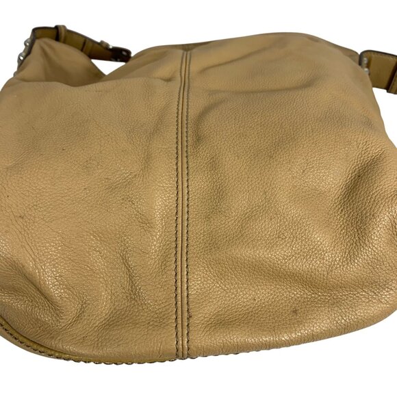 TIGNANELLO Camel Tan Leather Zipper Magnetic Closure Hobo Saddle Shoulder Bag - Picture 8 of 14